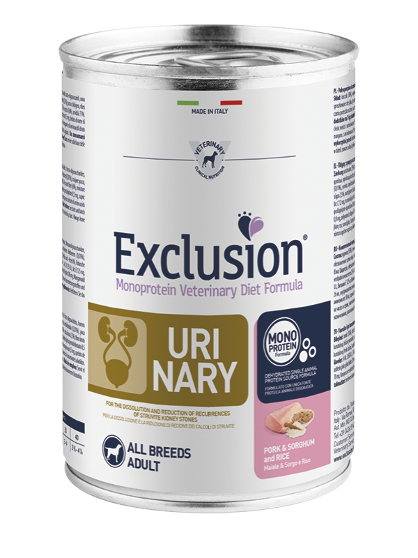 Exclusion Urinary Pork & Sorghum And Rice All Breeds Alimento per Cani 400g