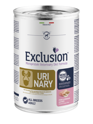Exclusion Urinary Pork & Sorghum And Rice All Breeds Alimento per Cani 400g