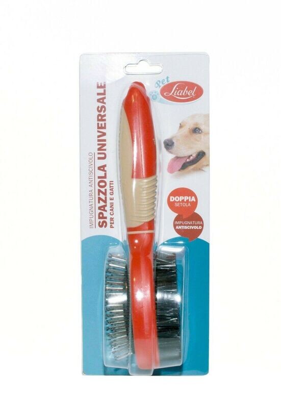 Liabel Spazzola Doppia per Cani e Gatti impugnatura antiscivolo cardatore 24X6cm