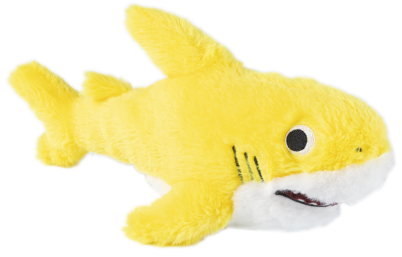 Gimdog Sharks Gioco per Cani Peluches Morbidi con Squeaker e Carta Rumorosa, Colore: GIallo