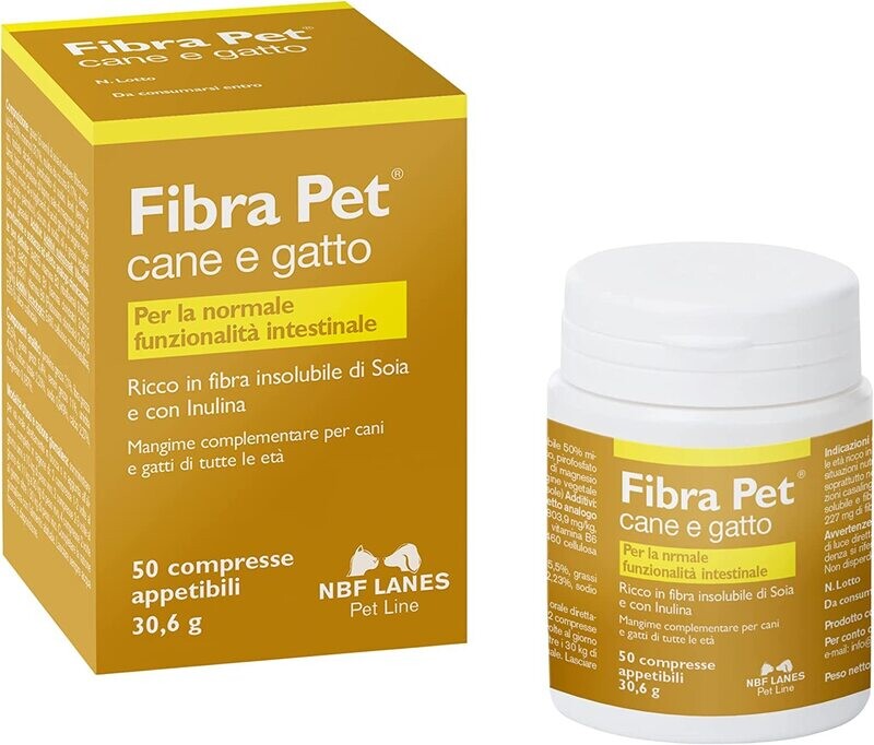 Fibra Pet Compresse per la Regolare Funzione Intestinale Ricco in Fibra 50 cpr