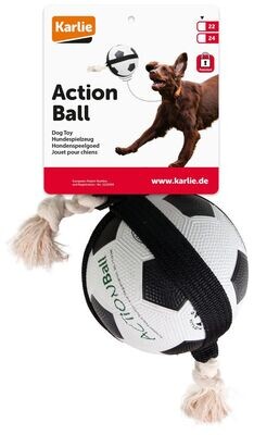 Karlie Action Ball Palla da Calco Gonfiabile con Corda Gioco da Lancio per Cani