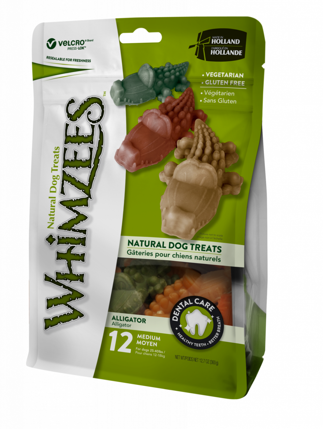 Whimzees Alligatore Snack per Cani Snack Dentali Snack Naturale e Vegetali 360g