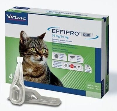 Virbac Effipro Duo Antiparassitario per Gatti Spot-On Antipulci Conf. 4 Pipette