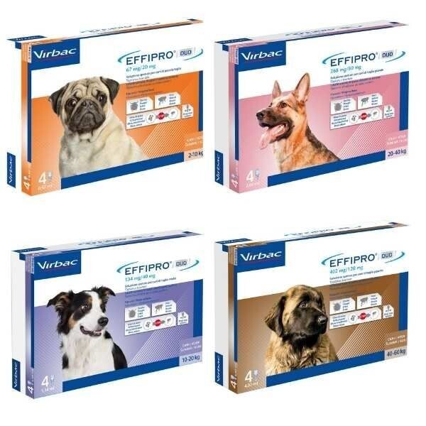Virbac Effipro Duo spot-on per Cani Antiparassitario in Pipette per Cani 4 fiale