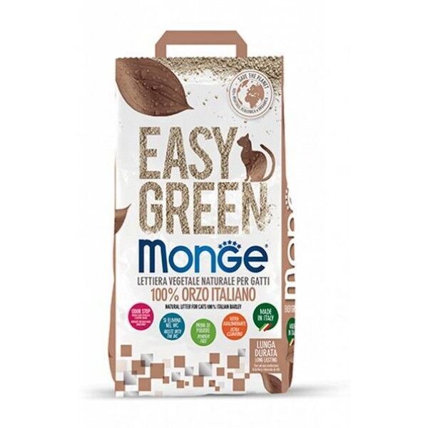 Monge Lettiera Easy Green 100% Orzo Italiano Lettiera Naturale per Gatti 3,8 kg