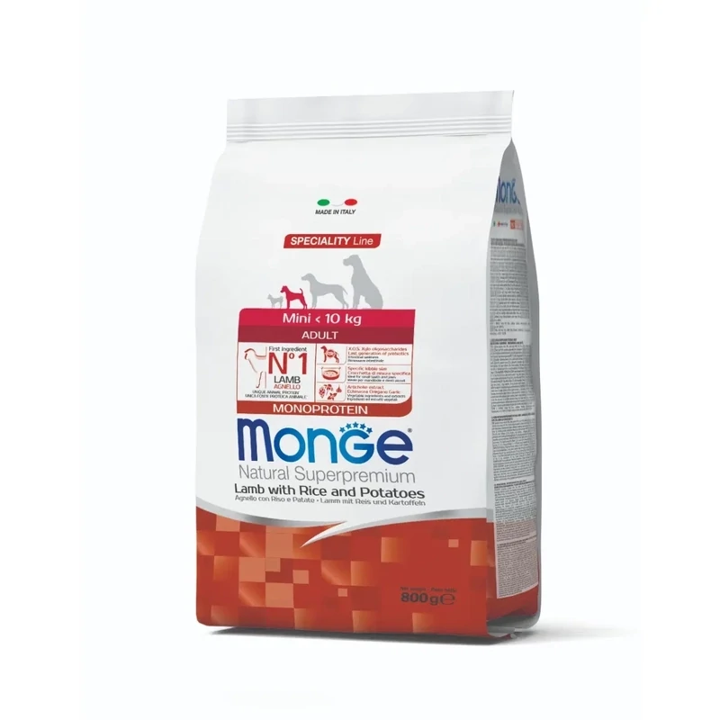 Monge MIni Adult Agnello Riso e Patate Crocchette per cani 800g
