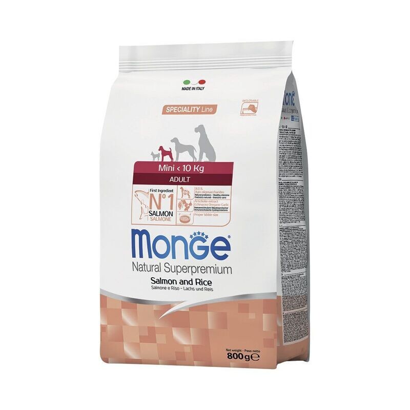 Monge Mini Adult Salmone e Riso Crocchette per cani 800g