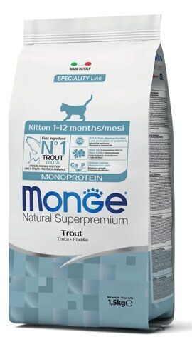 Monge Kitten Monoproteico Trota Crocchette per gatti cuccioli 1,5 kg
