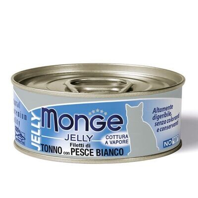 Monge Jelly Filetti di Tonno con Pesce Bianco – Adult Alimento umido per gatti 80 g