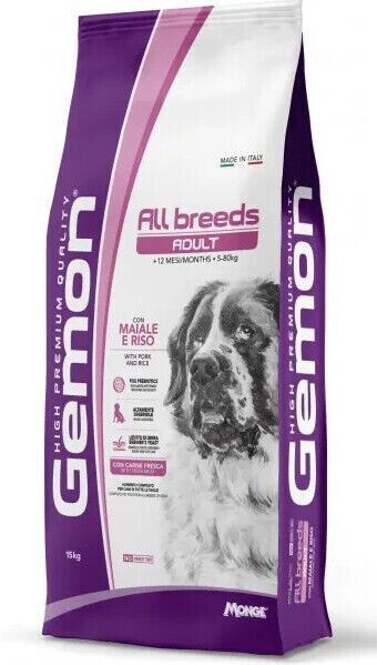 Gemon All Breeds Maiale e Riso Crocchette per cani 15 kg