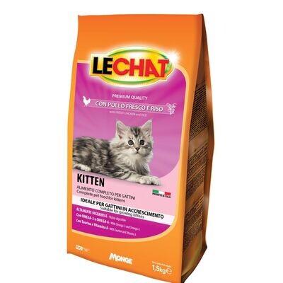 LeChat Croccantini con Pollo Fresco e Riso Crocchette per gatti cuccioli 1,5 kg