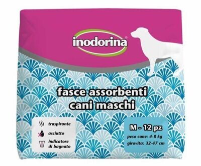 Inodorina Fasce Assorbenti Usa e Getta per Cani Maschi, Taglia: M - 4-8 kg - 32-47 cm