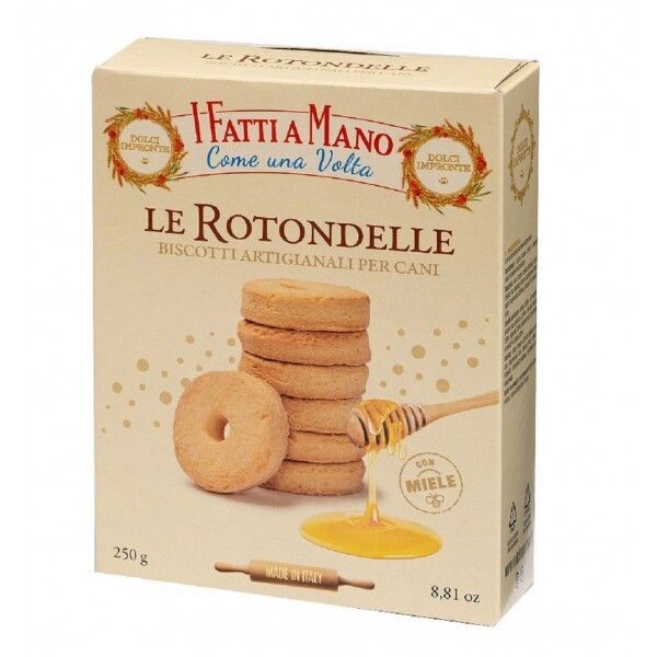 Dolci Impronte Rotondelle Biscotti Artigianali per Cani Biscotti al Miele 250 g