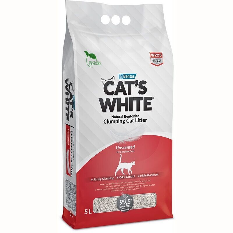 Cat's White Lettiera Agglomerante per Gatti Lettiera Cattura Odore per Gatti 5 L, Profumazione: Naturale