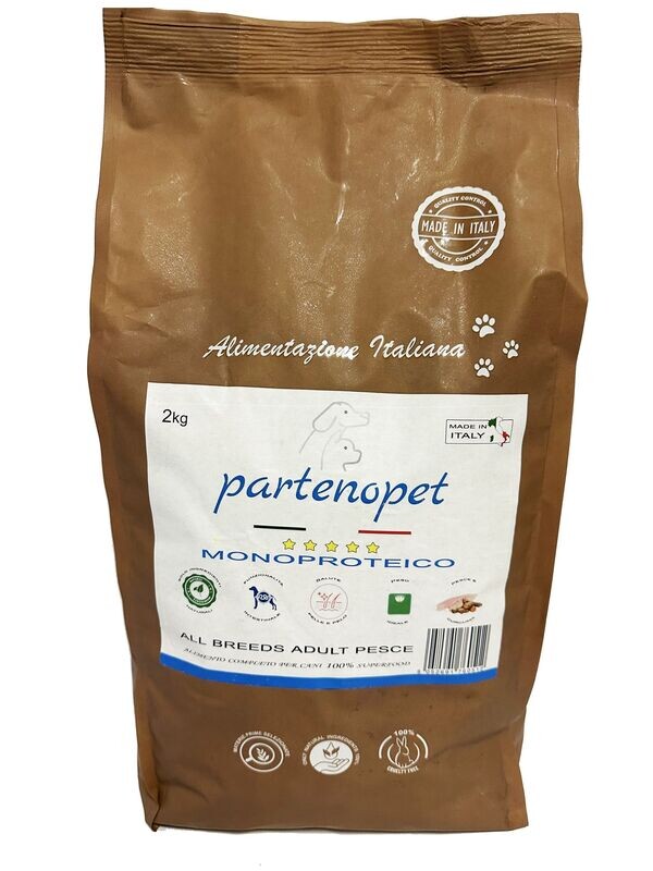 Partenopet Adult All Breeds Mono Pesce Crocchette per Cani 100% Naturali 2 kg