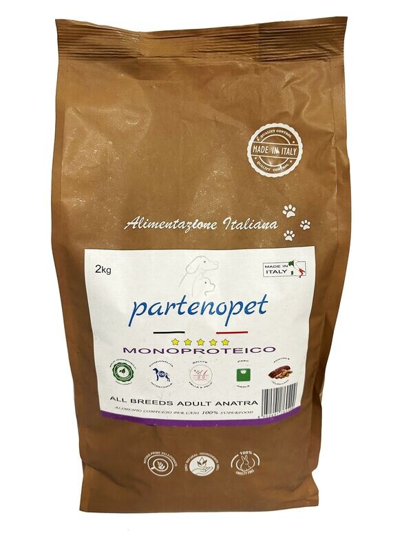 Partenopet Adult All Breeds Mono Anatra Crocchette per Cani 100% Naturali 2 kg