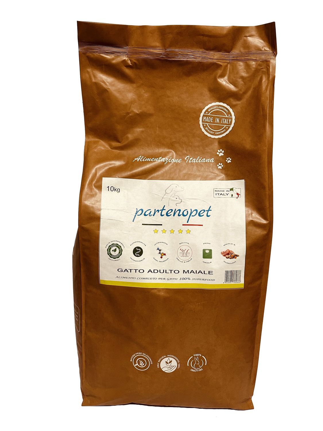 Partenopet Adult Cat Maiale Crocchette per Gatti Adulti 100% Naturali 10 kg