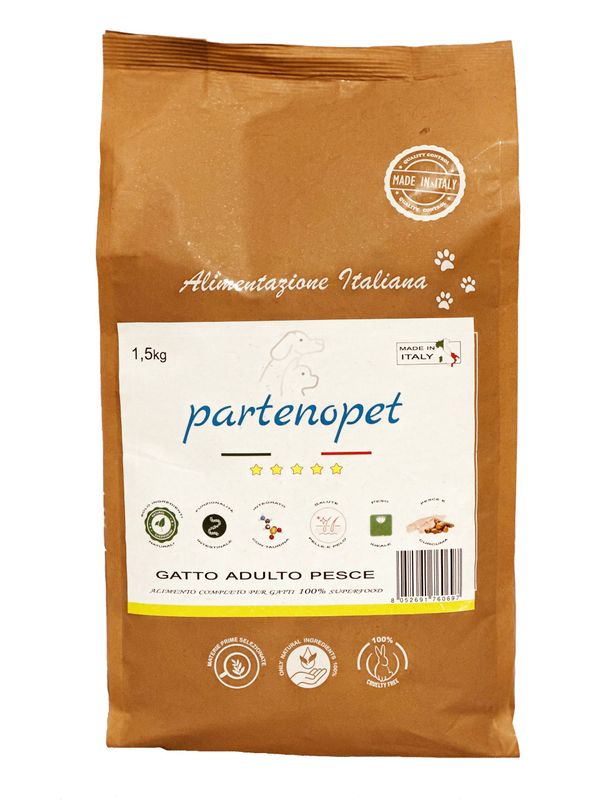 Partenopet Adult Cat Pesce Crocchette per Gatti Adulti 100% Naturali 1,5 kg