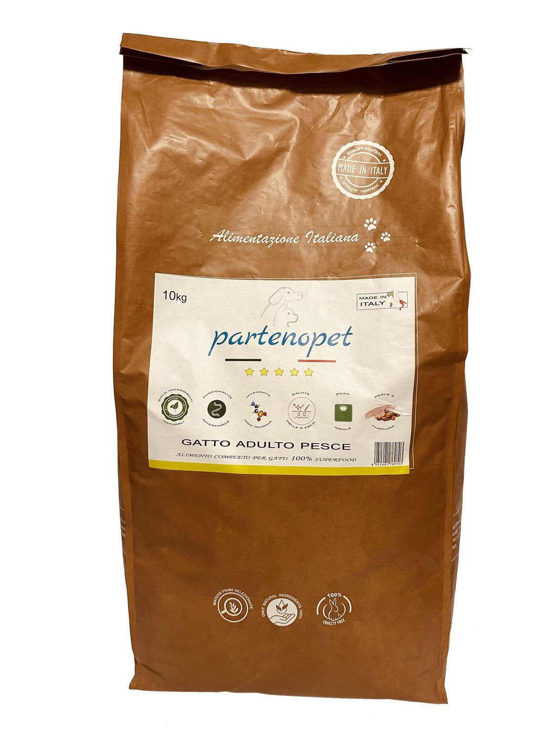 Partenopet Adult Cat Pesce Crocchette per Gatti Adulti 100% Naturali 10 kg