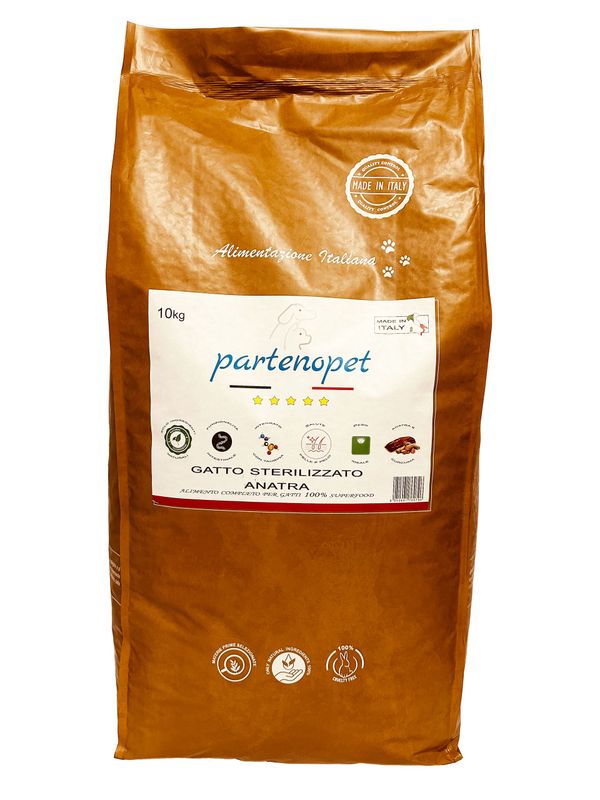 Partenopet Gatto Sterilizzato Anatra Crocchette per Gatti Sterilizzati 100% Naturali 10 kg