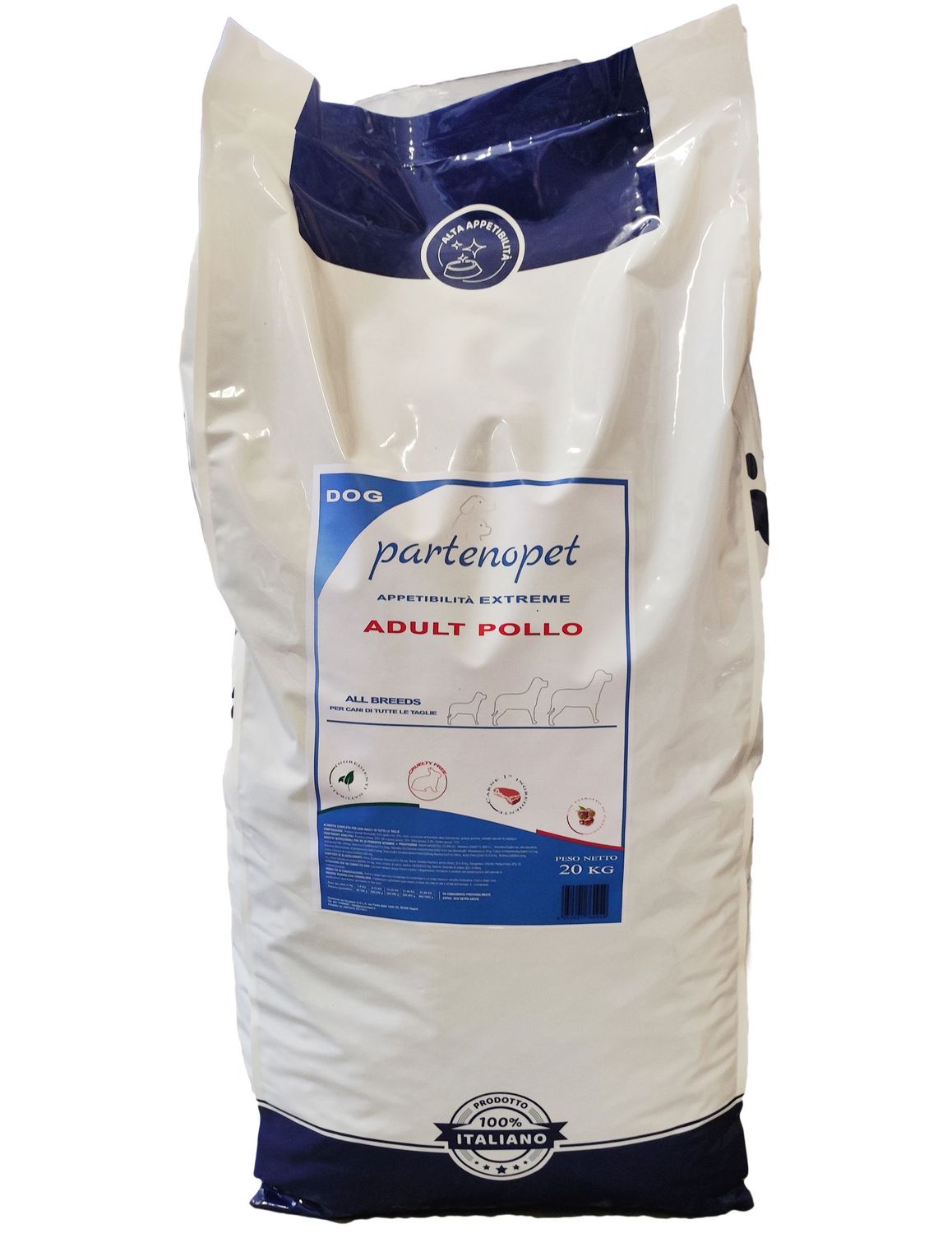 Partenopet Crocchette per Cani Cibo per Cani di Alta Qualità Alimento Premium Naturale con Carne Primo Ingrediente al Pollo Sacco Convenienza da 20 kg