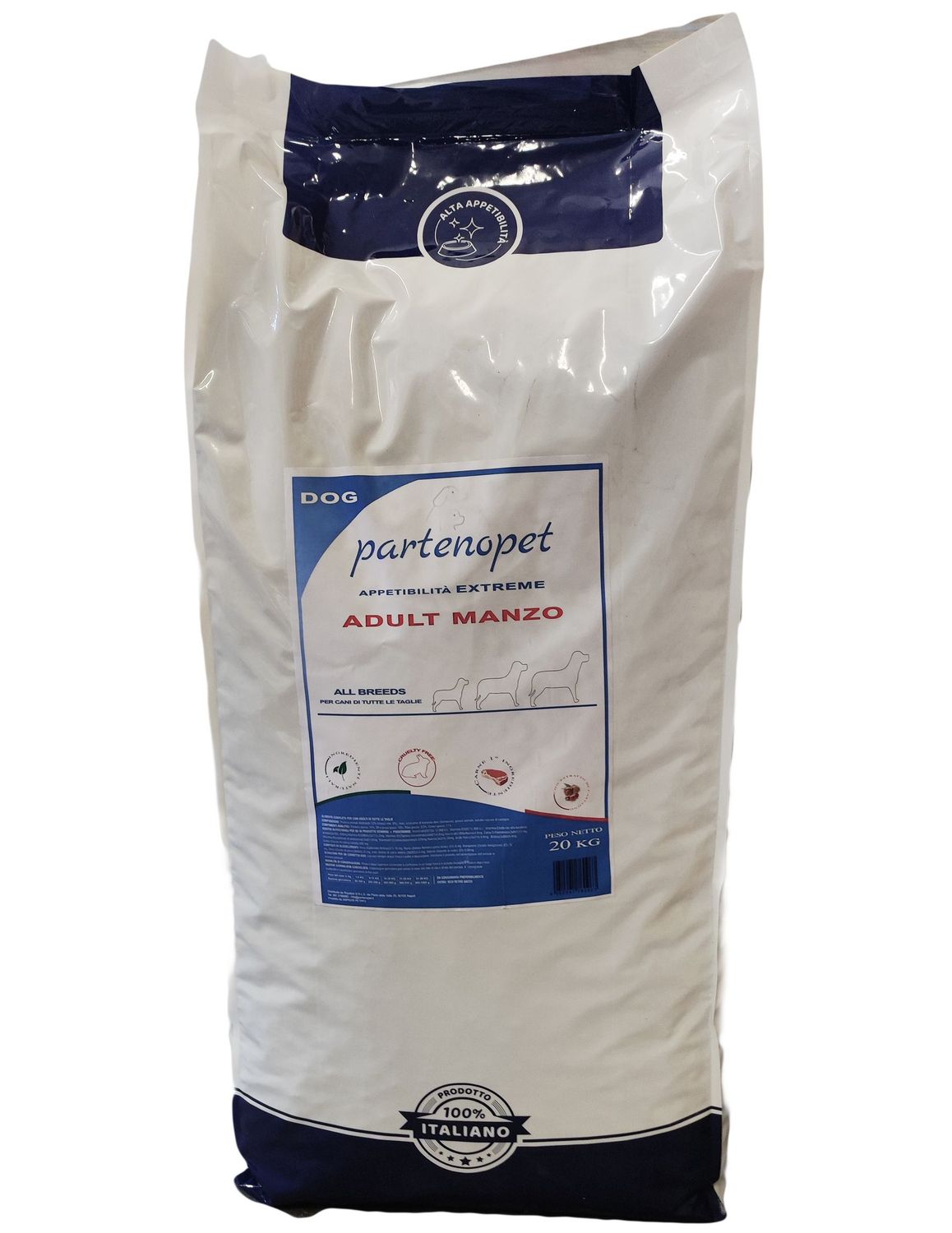 Partenopet Crocchette per Cani Cibo per Cani di Alta Qualità Alimento Premium Naturale con Carne Primo Ingrediente al Manzo Sacco Convenienza da 20 kg