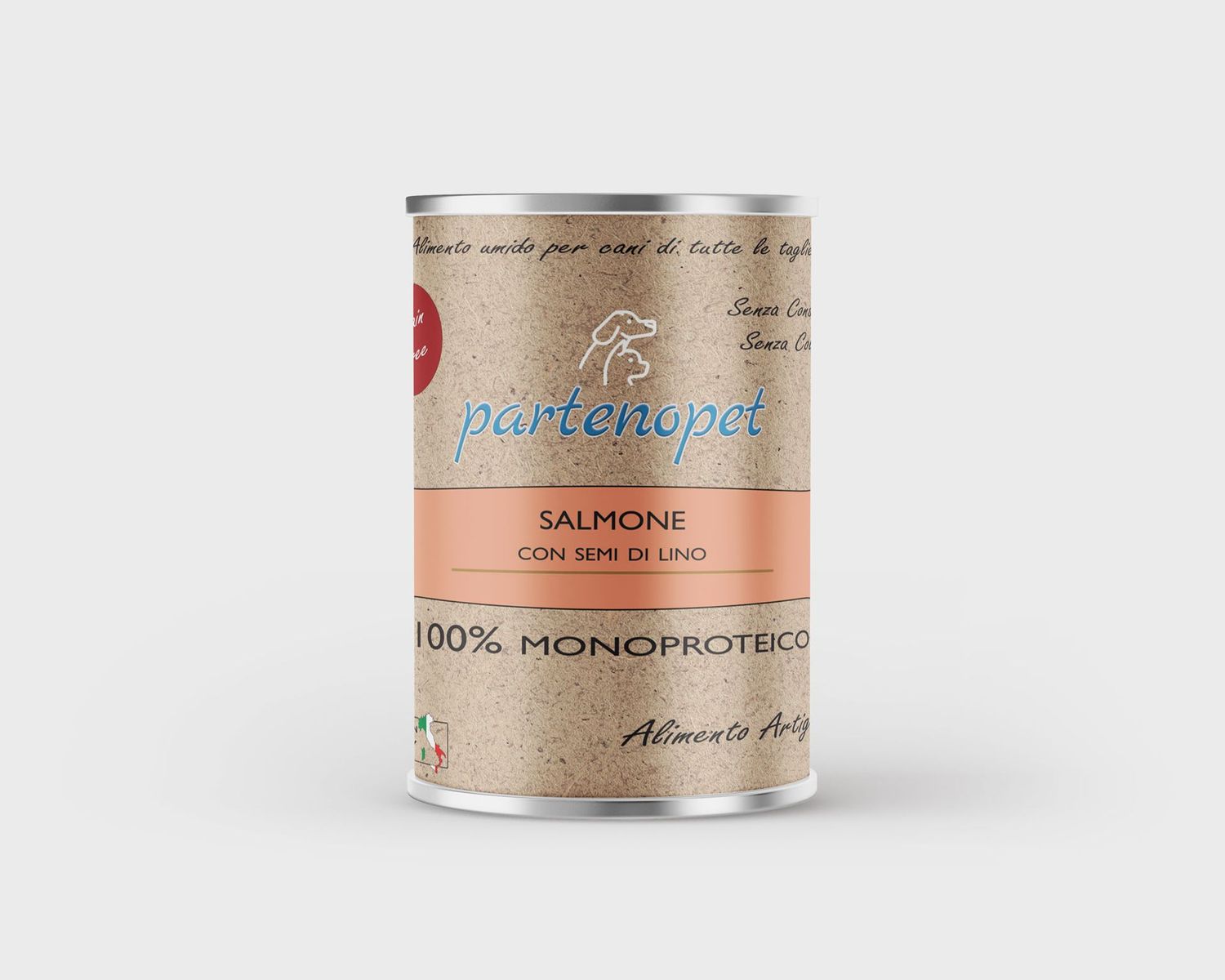 Partenopet Alimento Umido per Cani Solo Carne Fresca Monoproteico Grain Free Salmone con Semi di Lino 400g