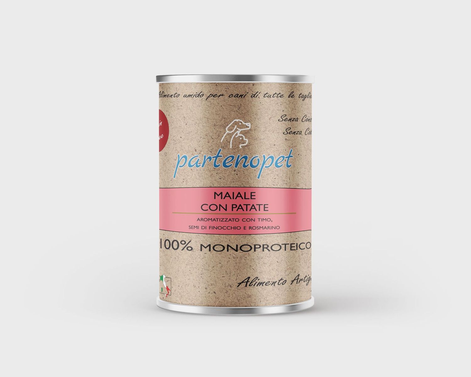 Partenopet Alimento Umido per Cani Solo Carne Fresca Monoproteico Grain Free Maiale con Patate 400 g