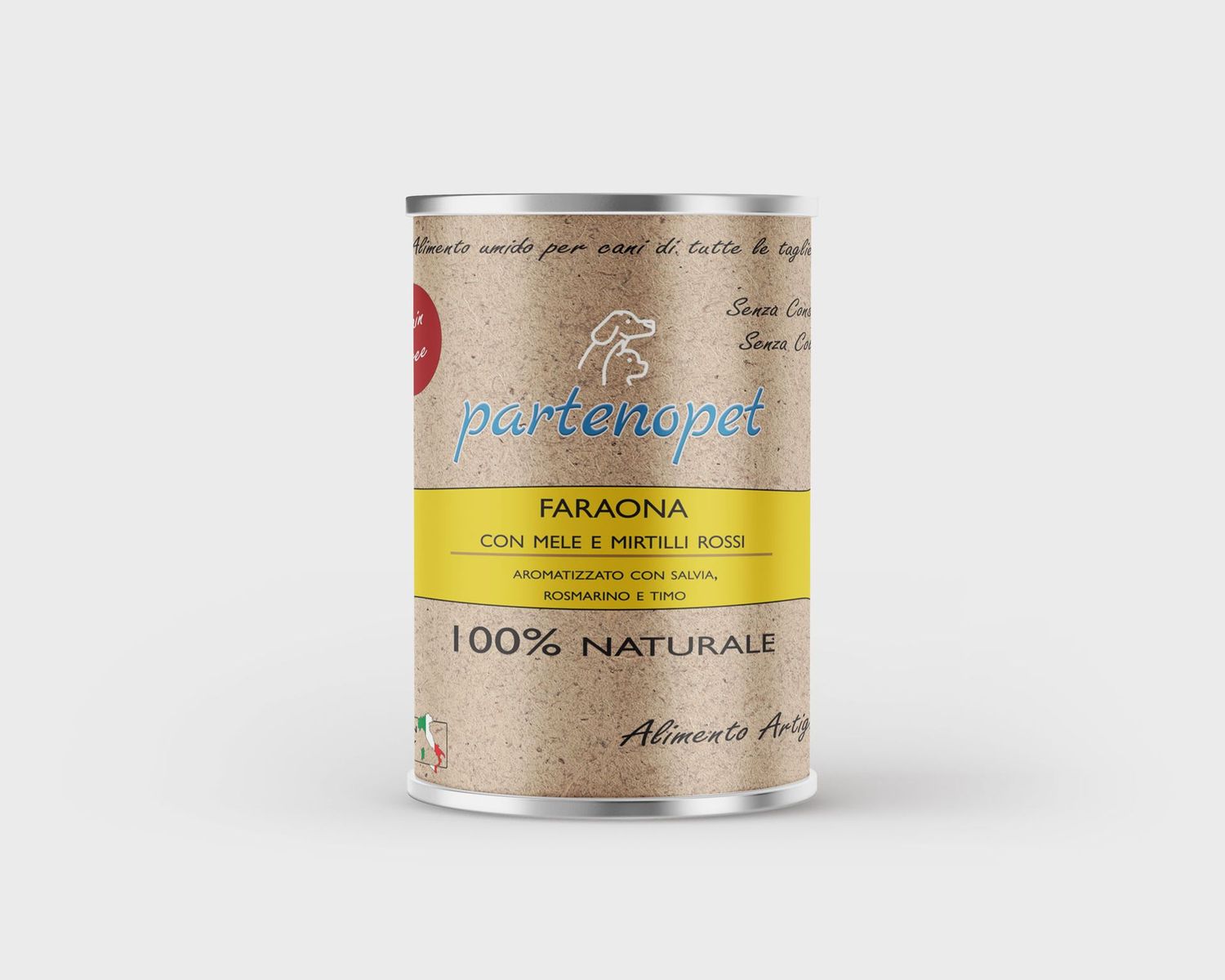 Partenopet Alimento Umido per Cani Solo Carne Fresca Grain Free Faraona con Mele e Mirtilli Rossi 400 g