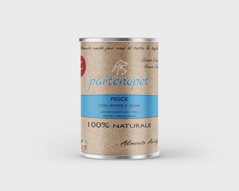 Partenopet Alimento Umido per Cani Solo Carne Fresca Grain Free Pesce con Patate e Olive 400 g