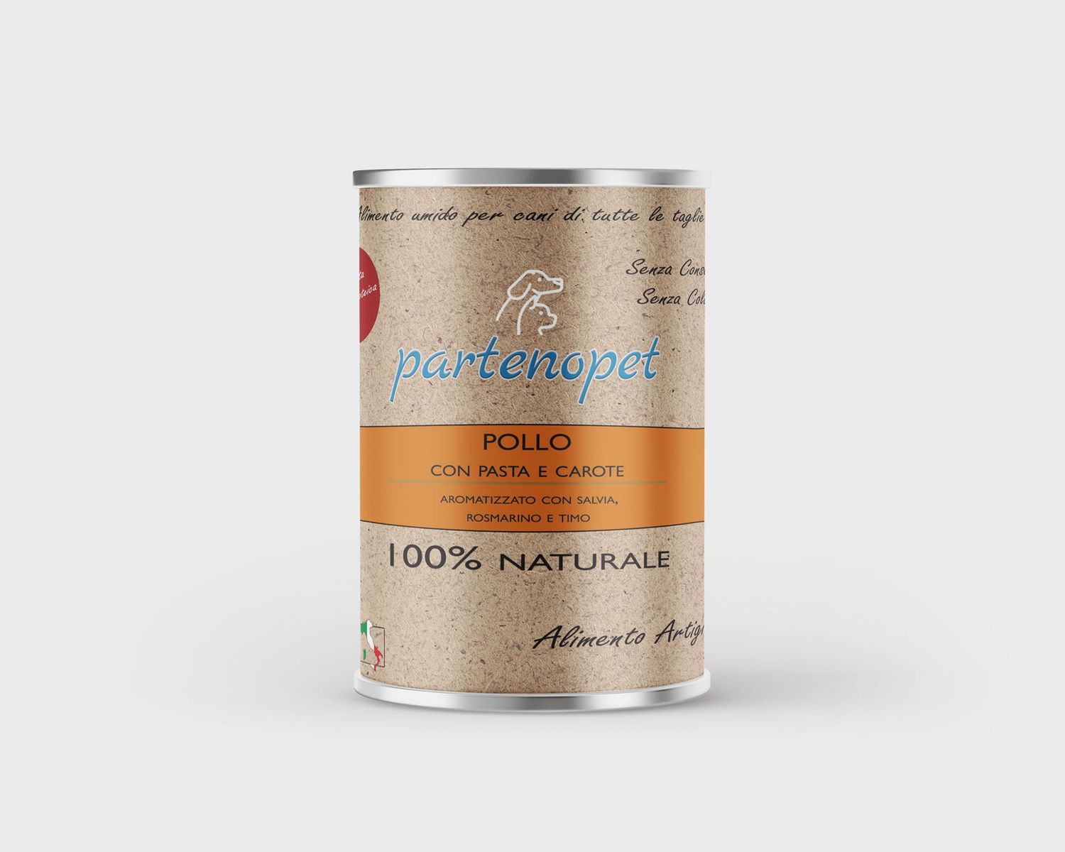 Partenopet Alimento Umido per Cani Solo Carne Fresca Monoproteico Pollo con Carote e Ditalini Rigati 400 g