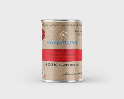 Partenopet Alimento Umido per Cani Solo Carne Fresca Monoproteico Tacchino con Riso e Pomodoro 400 g
