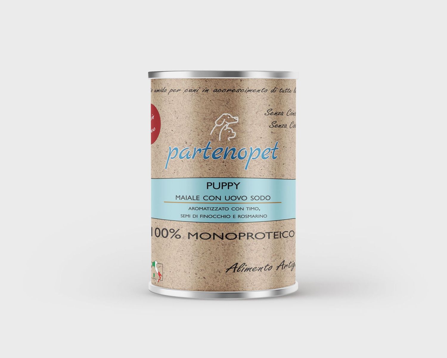 Partenopet Alimento Umido per Cani Cuccioli Solo Carne Fresca Monoproteico Grain Free Maiale con Uovo Sodo 400 g