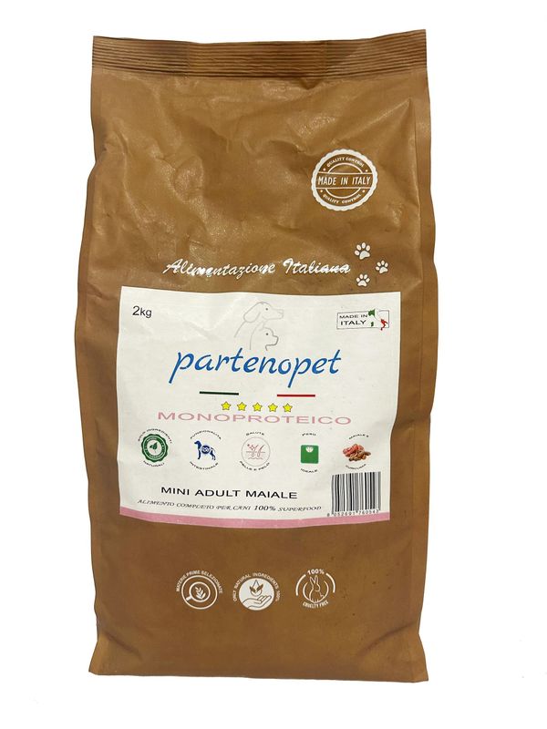 Partenopet Adult Mini Monoproteico Maiale Crocchette per Cani 100% Naturali 2 kg