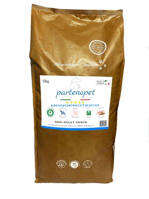 Partenopet Adult Mini Monoproteico Pesce Crocchette per Cani 100% Naturali 12 kg