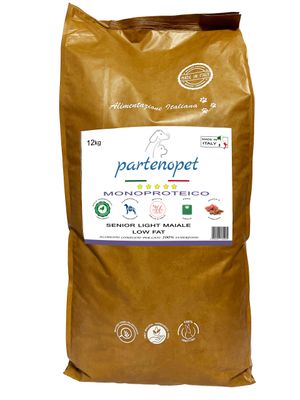 Partenopet Senior Light All Breeds Monoproteico Maiale Crocchette per Cani Anziani 100% Naturali 12 kg
