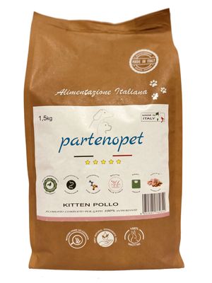 Partenopet Gatto Kitten Pollo Crocchette per Gatti Cuccioli 100% Naturali 1,5 kg