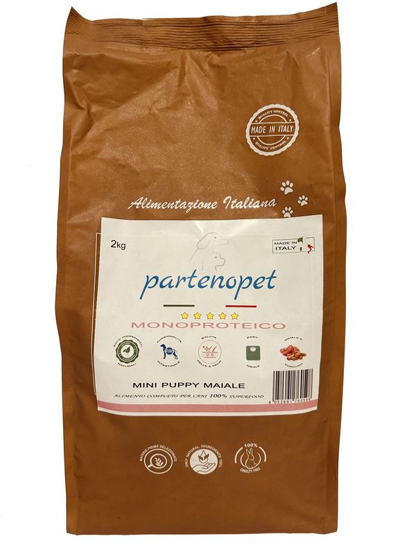 Partenopet Crocchette Monoproteiche per Cani Cuccioli di Piccola Taglia Puppy Mini al Maiale Alimento Secco 100% Italiano ad Altissima Appetibilità Senza Conservanti e Coloranti 2 kg Partenopet Crocchette Monoproteiche per Cani Cuccioli di Piccola Taglia Puppy Mini al Maiale Alimento Secco 100% Italiano ad Altissima Appetibilità Senza Conservanti e Coloranti 2 kg