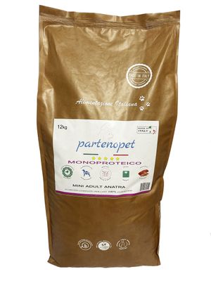 Partenopet Adult Mini Monoproteico Anatra Crocchette per Cani 100% Naturali 12kg