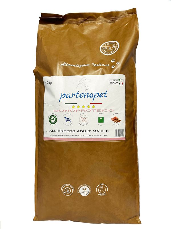 Partenopet Adult All Breeds Mono Maiale Crocchette per Cani 100% Naturali 12 kg