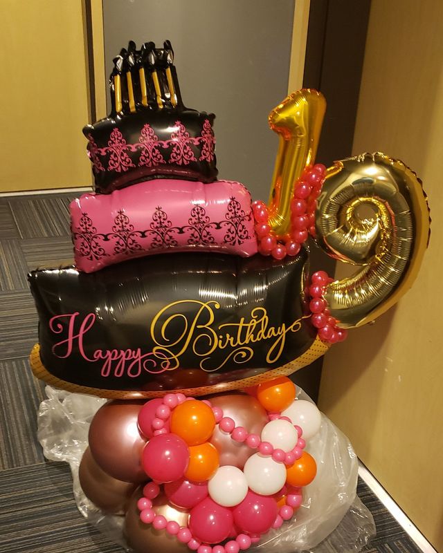 Tabletop Balloon Display - 3 Tier Birthday Cake Theme