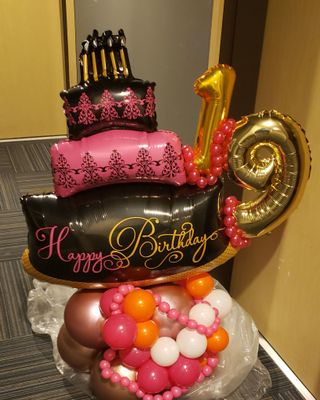 Tabletop Balloon Display - 3 Tier Birthday Cake Theme