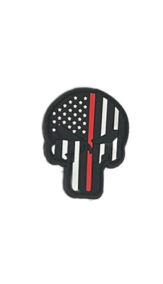 Punisher w/ Redline Flag Patch with Velcro Back 2”x2”