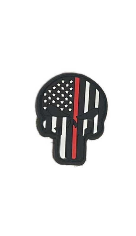 Punisher w/ Redline Flag Patch with Velcro Back 2”x2”