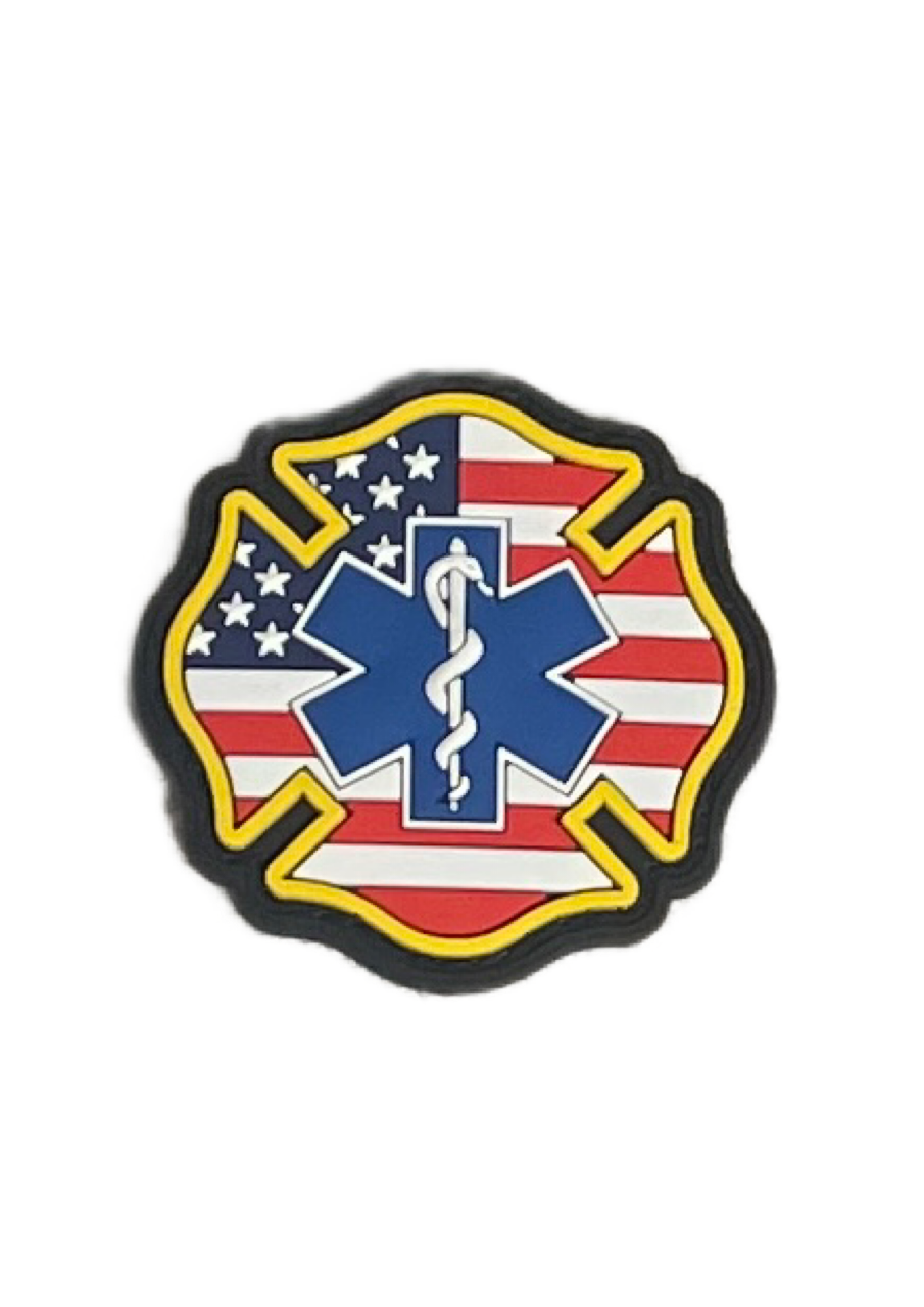 EMS w USA Flag Patch with Velcro Back 2”x2”