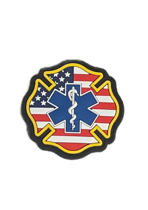 EMS w USA Flag Patch with Velcro Back 2”x2”