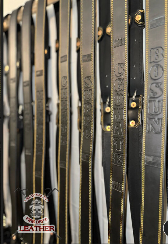 “HEAVY HITTER” Black Leather & Gold Stitching Radio Strap (Radio Strap, Keeper & Holster)