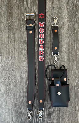 “HEAVY HITTER” Black Leather & Red Stitching (Radio Strap, Keeper & Holster) “HEAVY HITTER” Black Leather & Red Stitching (Radio Strap, Keeper & Holster)
