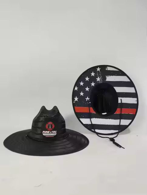 Black Redline Straw Hat